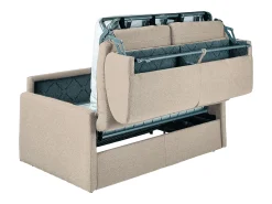 Best Vente-unique Sofá-cama em tecido com assento de memória de forma 160 cm ripas largas 18 cm CALIFE Bege