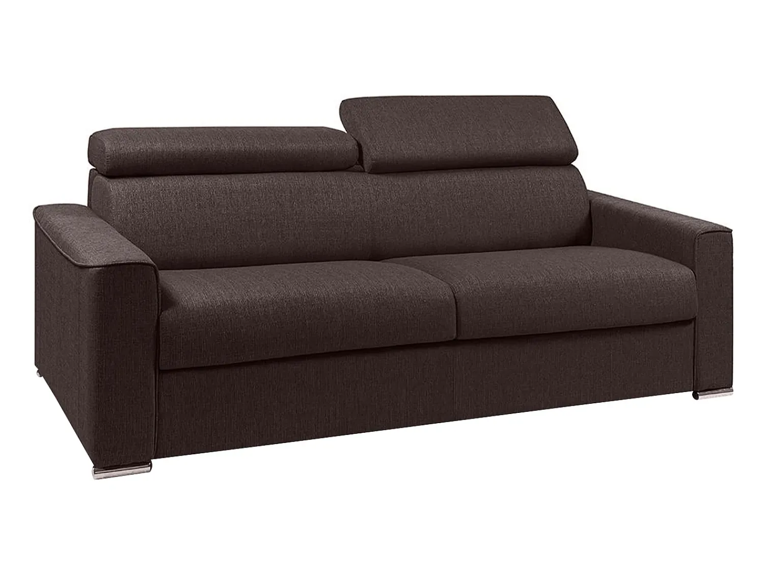 Sale Vente-unique Sofá-cama em tecido castanho assento memory foam 160 cm ripas largas 14 cm VIZIR Castanho chocolate