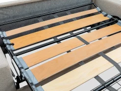 Vente-unique Sofá-cama em tecido cinza com assento com assento de memória de forma 160 ripas largas 16cm memória de forma VIZIR^ Sofá