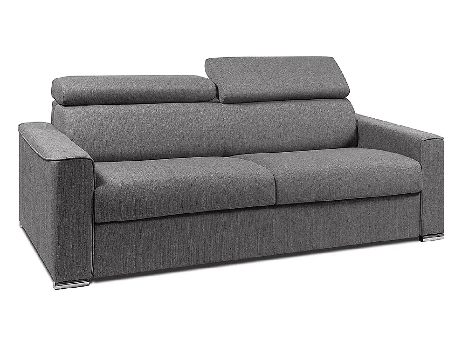 Sofá*Vente-unique Sofá-cama em tecido com assento de memória de forma 160 ripas largas 22cm memória de forma VIZIR Cinzento