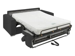 Sofá|Vente-unique Sofá-cama em veludo canelado assento memória de forma 140 cm ripas largas 14cm CALIFE Cinzento