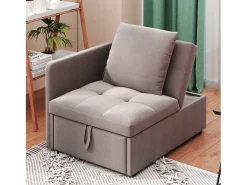 ModernLuxe Sofá-cama estofado 177x68x65 cm - Sofá-cama multifuncional 3 em 1 - Linho - Encosto ajustável - Cinza^ Sofá