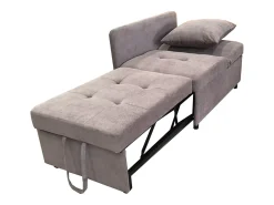 ModernLuxe Sofá-cama estofado 177x68x65 cm - Sofá-cama multifuncional 3 em 1 - Linho - Encosto ajustável - Cinza^ Sofá