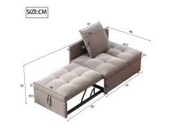 ModernLuxe Sofá-cama estofado 177x68x65 cm - Sofá-cama multifuncional 3 em 1 - Linho - Encosto ajustável - Cinza^ Sofá