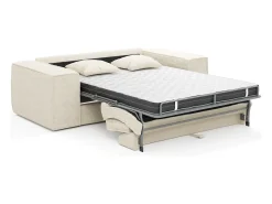 Sofá|Vente-unique Sofá-cama express AMELIA de 4 lugares em veludo cotelê , 160 cm, colchão de espuma viscoelástica de 13 cm. Bege