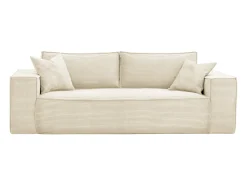Sofá|Vente-unique Sofá-cama express AMELIA de 4 lugares em veludo cotelê , 160 cm, colchão de espuma viscoelástica de 13 cm. Bege