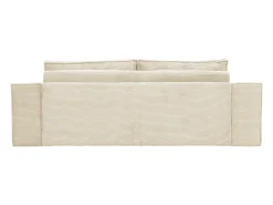 Sofá|Vente-unique Sofá-cama express de 3 lugares AMELIA em veludo cotelê - área para dormir de 140 cm - colchão de espuma viscoelástica de 13 cm Bege