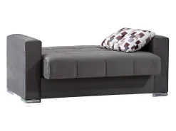 Sofá*Dmora Sofá-cama Manuel, sofá-cama contêiner linear de 2 lugares, Sofá da sala em tecido acolchoado com abertura click-clack, 160x85h91 cm, Cinza Cinzento