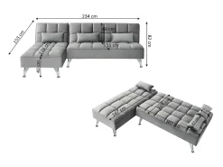 Saldosystocks Sofá-Cama Noelia XL Chaise Longue 234cm Cinza^ Sofá
