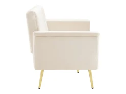 Hot Hauss Spole Sofá-cama reto de 2 lugares em veludo , encosto e braços dobráveis ​​- 183x76x75cm Bege