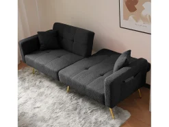 Sofá*Hauss Spole Sofá-cama reto de 2 lugares em sherpa cinza, encosto dobrável em 3 posições - 175x64x72cm Cinzento