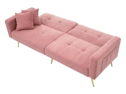 Sofá|Hauss Spole Sofá-cama reto de 2 lugares em sherpa , encosto dobrável em 3 posições - 175x64x72cm Rosa