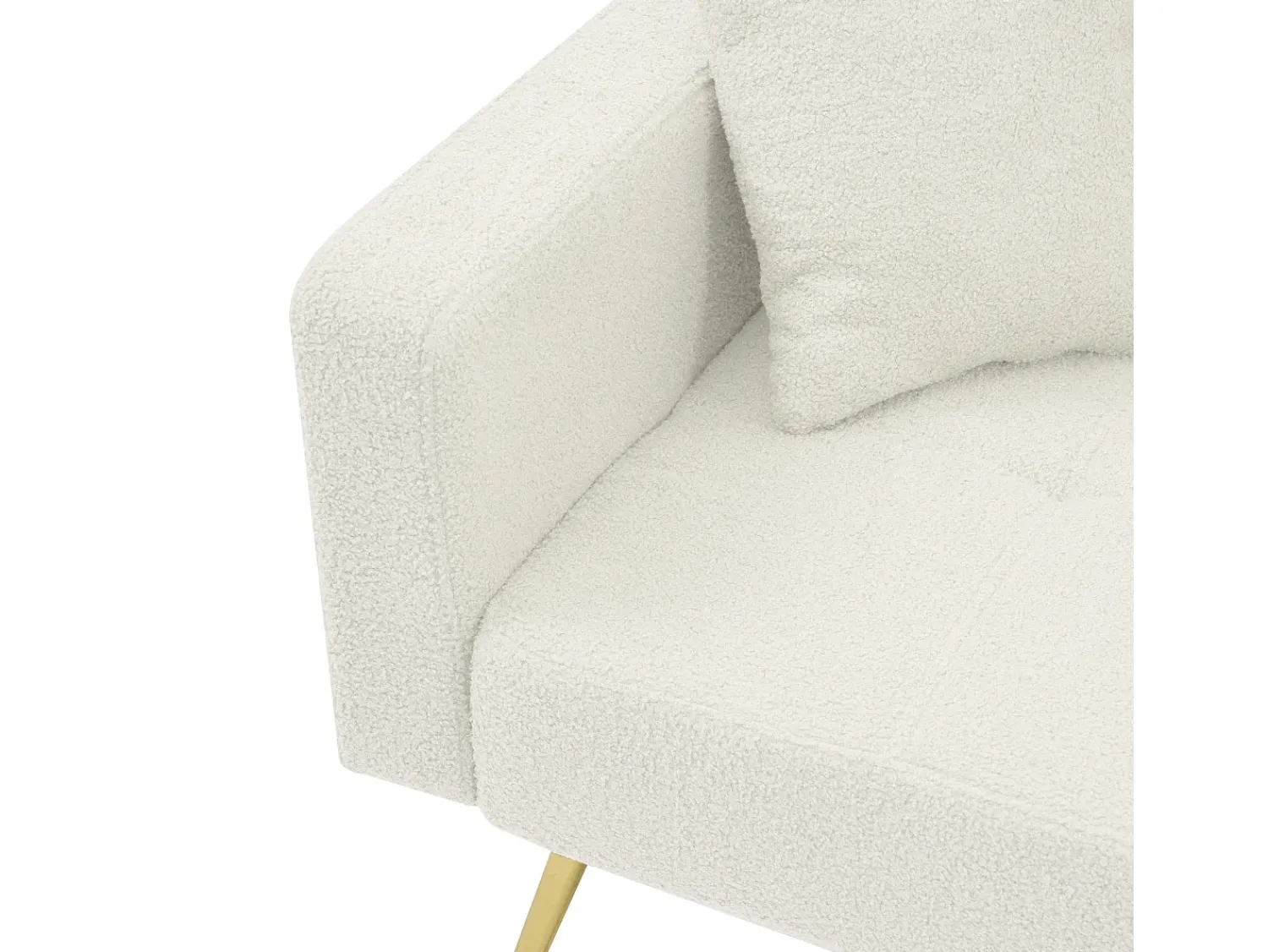 Sofá|Hauss Spole Sofá-cama reto de 2 lugares em sherpa branca, encosto dobrável em 3 posições - 175x64x72cm Branco