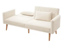 Sofá*Hauss Spole Sofá-cama reto de 2 lugares em veludo , 2 almofadas incluídas - 180x75x82cm Bege
