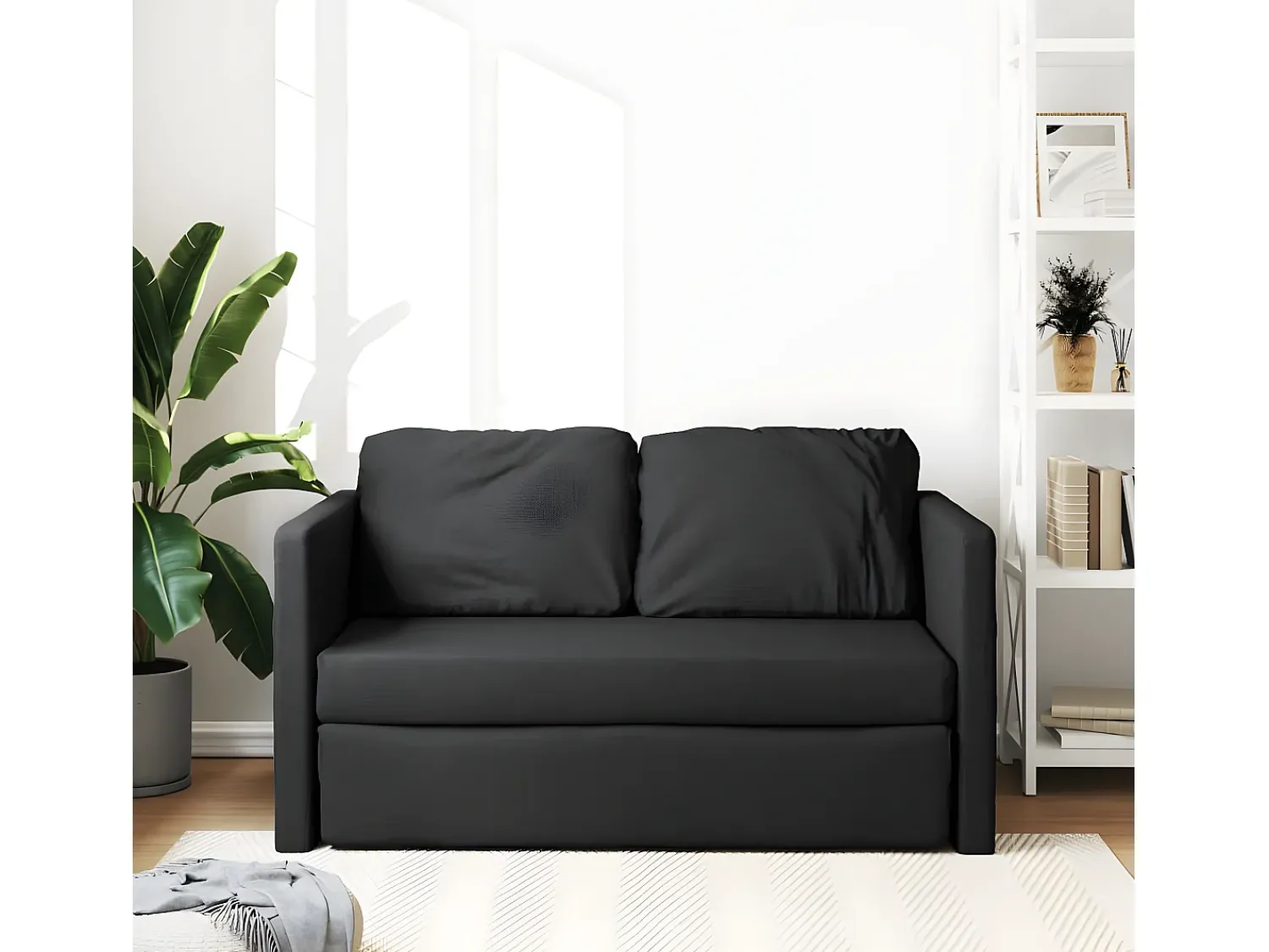 Outlet Sofá-cama sem pés 112x174x55 cm tecido PT877703 Preto
