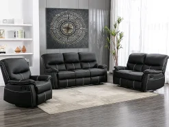 Sofá*Vente-unique Sofás 3 lugares relax em pele sintética CANBY Preto