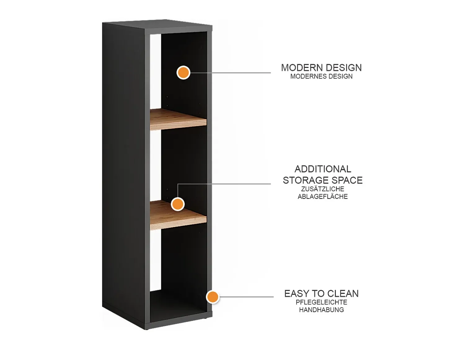 Prateleira|Vicco Standregal carvalho antracite/goldkraft 21.6x24x80.1 orlando Cinza antracite