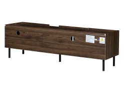 Móvel De Tv| Suporte baixo para TV, 160×40×47 cm, cor nogueira, design vazado, em MDF, para TVs de até 65 polegadas, para sala de estar. Castanho