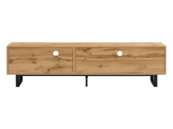 Suporte baixo para TV, suporte para TV LED de 190 cm, com divisória de vidro, compartimentos e gaveta, acabamento em madeira industrial.^ Móvel De Tv