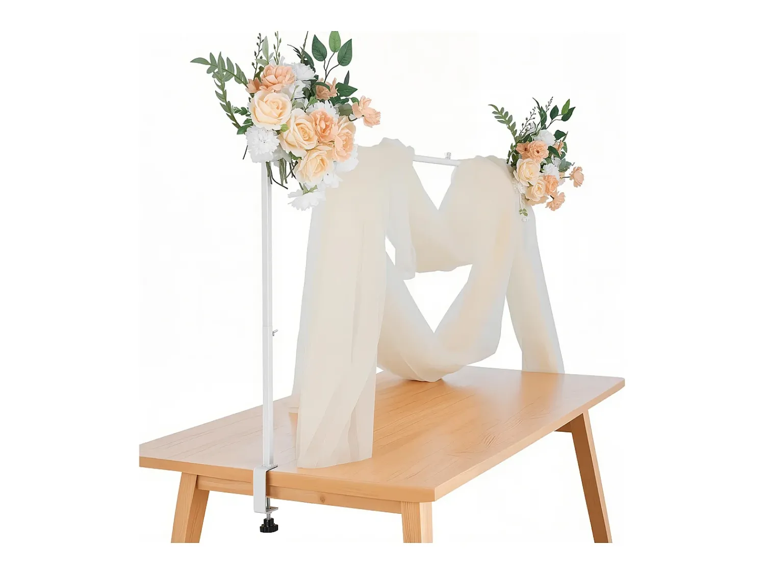Suporte de Haste de Mesa SucceBuy com Pinças, Suporte de Arco de Mesa, Altura Ajustável 33-106.7 cm Comprimento Ajustável 71.1-249 cm, Quadro de Arco de Metal^ Prateleira