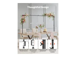 Prateleira* Suporte de Haste de Mesa SucceBuy com Pinças, Suporte de Arco de Mesa, 2 PCS, Altura Ajustável 33-106.7 cm Comprimento Ajustável 71.1-249 cm, Quadro de Arco Preto