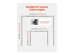Prateleira* Suporte de Haste de Mesa SucceBuy com Pinças, Suporte de Arco de Mesa, 2 PCS, Altura Ajustável 33-106.7 cm Comprimento Ajustável 71.1-249 cm, Quadro de Arco Preto
