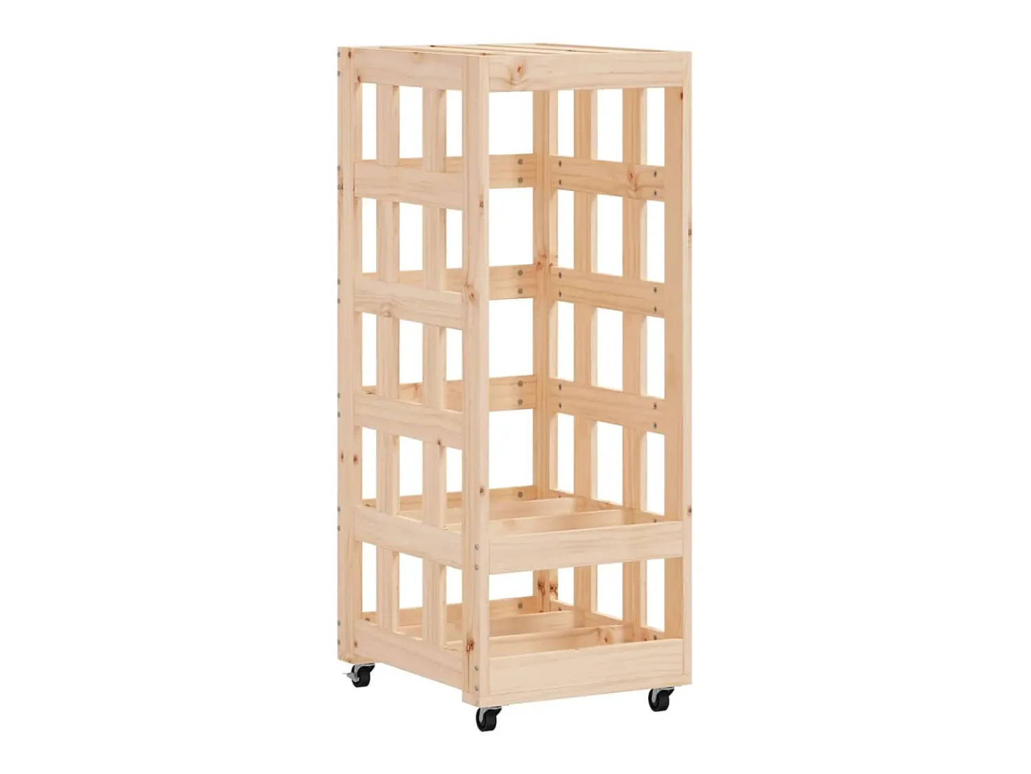 Acessórios De Arrumação| Suporte de lenha c/ rodas 40x49x110 cm pinho maciço PT771263 Natural claro