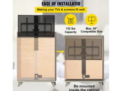 Suporte de Parede Motorizado para TV SucceBuy, Suporte de TV de 71 CM, Suporte Ajustável para TVs de 66 a 145 CM, Comando, Capacidade para 60 KG^ Móvel De Tv