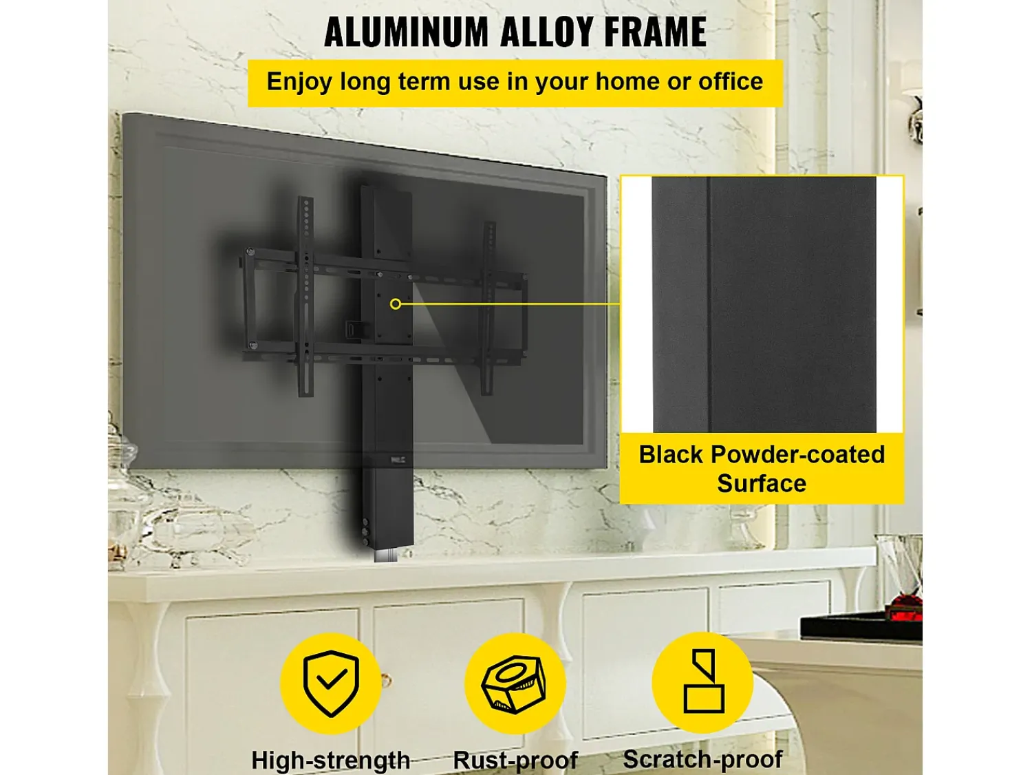 Suporte de Parede Motorizado para TV SucceBuy, Suporte de TV de 71 CM, Suporte Ajustável para TVs de 66 a 145 CM, Comando, Capacidade para 60 KG^ Móvel De Tv
