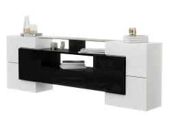 Móvel De Tv*Merax Suporte de TV - 200 x 35 x 60 cm - com LEDs + superfície de vidro - aglomerado - Branco