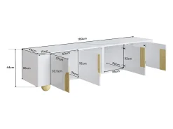 Merax Suporte de TV - 180 x 40 x 44 cm - com 4 portas - pés esféricos - Aglomerado + MDF -^ Móvel De Tv