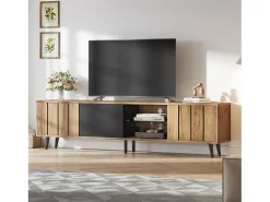 Merax Suporte de TV - 175 x 31,5 x 45 cm - com 3 armários - adequado para TVs de 75 polegadas - aglomerado - natural^ Móvel De Tv
