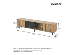 Merax Suporte de TV - 175 x 31,5 x 45 cm - com 3 armários - adequado para TVs de 75 polegadas - aglomerado - natural^ Móvel De Tv