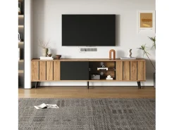 Merax Suporte de TV - 175 x 31,5 x 45 cm - com 3 armários - adequado para TVs de 75 polegadas - aglomerado - natural^ Móvel De Tv