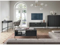 Móvel De Tv* Suporte de TV 2 portas e 1 gaveta com pés de metal , 154x56 cm Preto