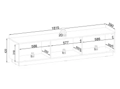 Suporte de TV 3 portas em madeira laminada 180x42 cm^ Móvel De Tv