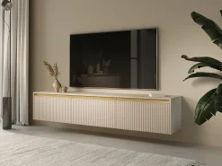 Suporte de TV 3 portas em madeira laminada 180x42 cm^ Móvel De Tv