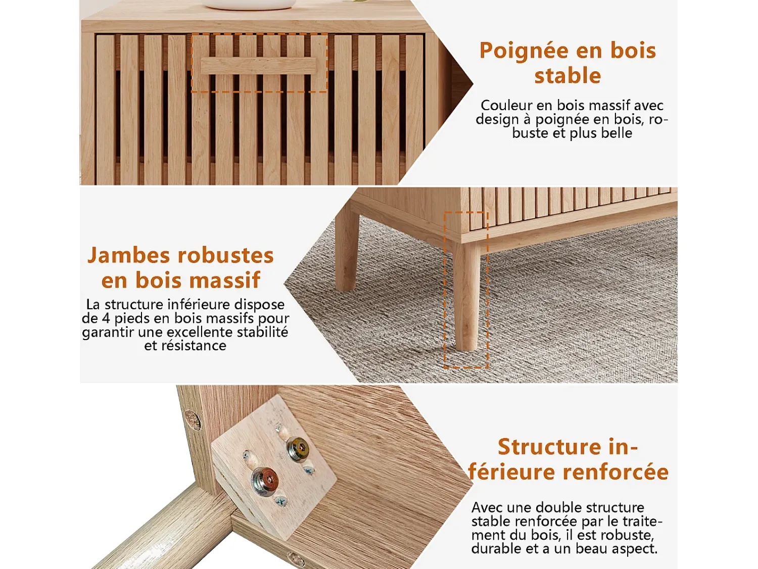Mesa De Centro| Suporte de TV baixo, móveis contemporâneos, unidade de TV, 100 x 50 x 43 cm, madeira Natural claro
