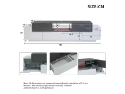 Móvel De Tv* Suporte de TV - Suporte de TV com 4 portas e 2 gavetas - com iluminação LED e prateleiras em vidro - para sala de estar e quarto Branco