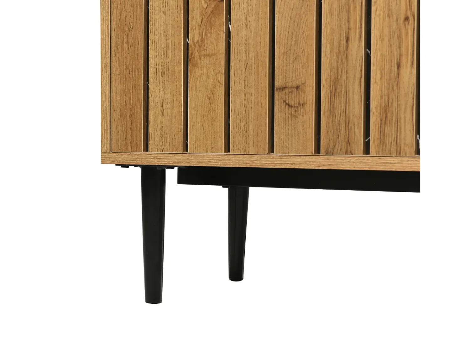 Móvel De Tv* Suporte de TV com design em mármore e veios de madeira, pés de ferro, 180 x 36,5 x 58 cm, madeira escura Castanho