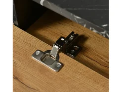 Móvel De Tv* Suporte de TV com design em mármore e veios de madeira, pés de ferro, 180 x 36,5 x 58 cm, madeira escura Castanho