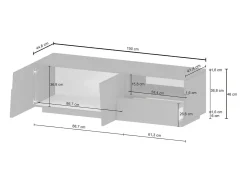 Online Dmora Suporte de TV Dcoulibal, Aparador de sala baixa com 2 portas e 1 gaveta, Base de suporte de TV, 150x44h46 cm, Carvalho Castanho