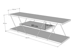 Móvel De Tv*Dmora Suporte de TV Dmustaph, CRedenza de sala de estar, armário baixo para TV, base de parede equipada, 120x30h33 cm, preto e nogueira Castanho