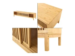 Móvel De Tv*Helloshop26 Suporte de TV em bambu 160 x 40 x 38 cm cor natural 03_0007873 Castanho