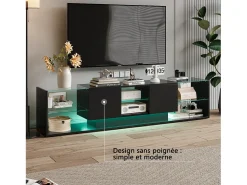 Online Suporte de TV LED de parede preto – 200 cm, design moderno, vidro temperado, iluminação RGB Bege