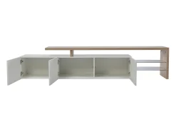 Best Suporte de TV LED moderno – Branco e Carvalho, 200 cm, com carregador europeu Azul