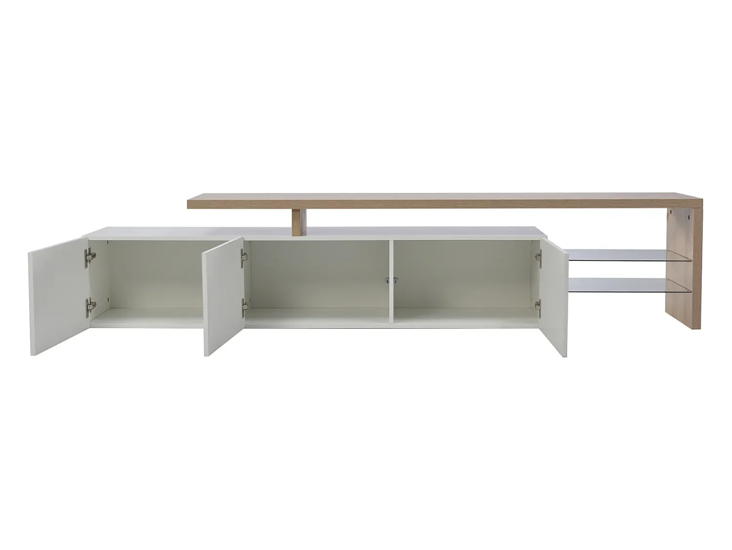 Best Suporte de TV LED moderno – Branco e Carvalho, 200 cm, com carregador europeu Azul