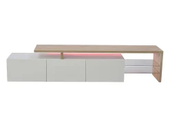 Best Suporte de TV LED moderno – Branco e Carvalho, 200 cm, com carregador europeu Azul
