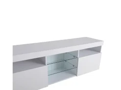 Móvel De Tv* Suporte de TV moderno , painel transparente, LED regulável, para sala de estar e sala de jantar, 180 x 35 x 45 cm Branco