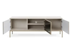 New Suporte de TV moderno com frente canelada, 154×56×39 cm, Caxemira / Ouro Castanho